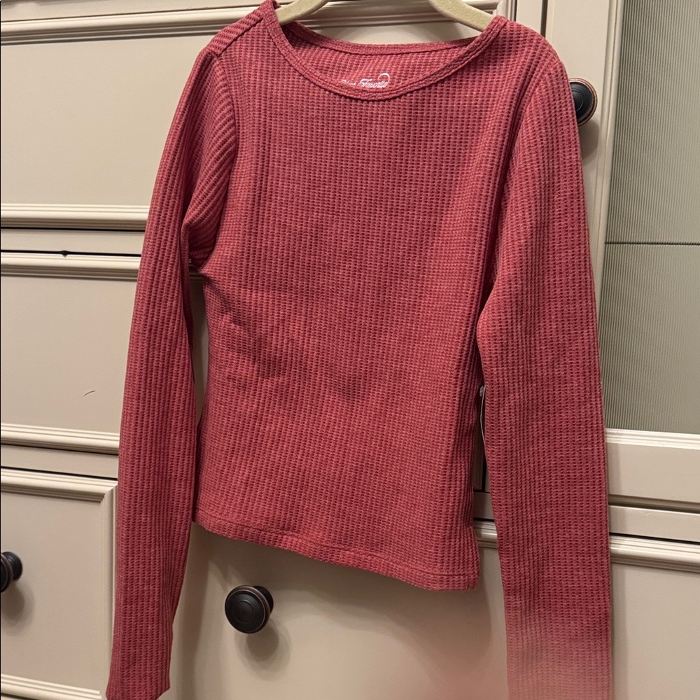 PacSun Coral Waffle Knit Top